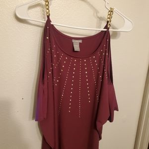 C. Oliver red sleeveless open shoulder top